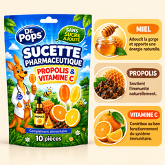 Dr. Pops™ Sucettes au Miel et à la Propolis – Sans sucres